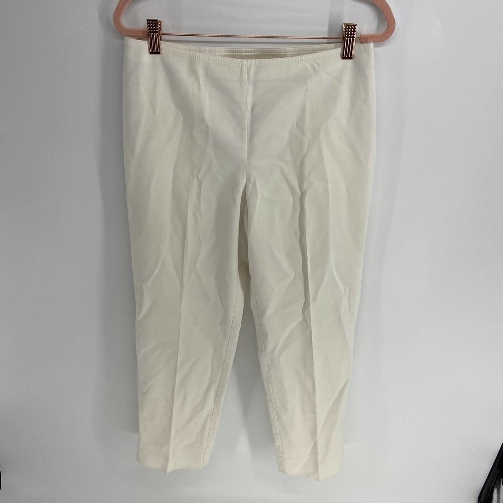 St John White midrise cropped side zip closure trouser womens 6